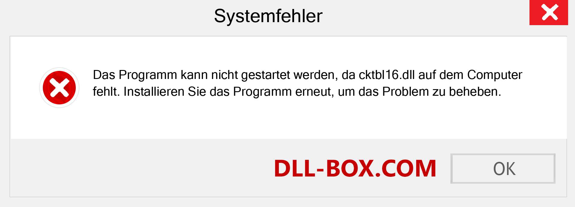 cktbl16.dll-Datei fehlt?. Download für Windows 7, 8, 10 - Fix cktbl16 dll Missing Error unter Windows, Fotos, Bildern