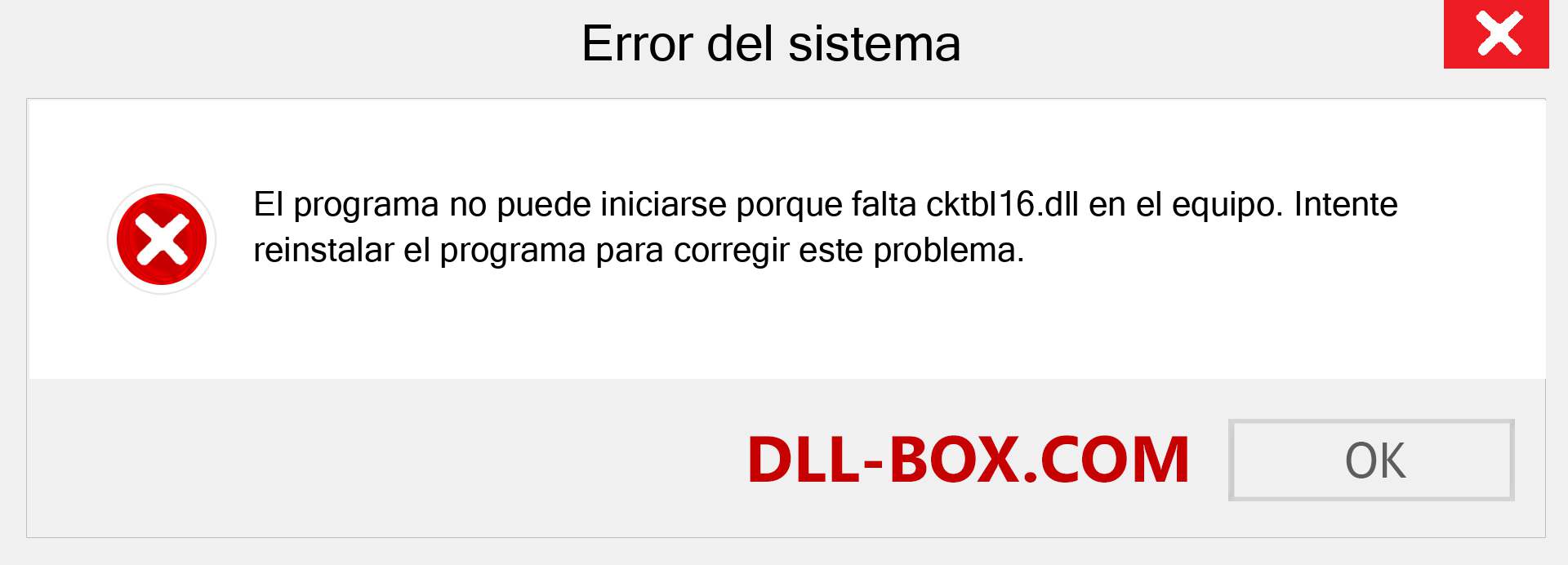 ¿Falta el archivo cktbl16.dll ?. Descargar para Windows 7, 8, 10 - Corregir cktbl16 dll Missing Error en Windows, fotos, imágenes